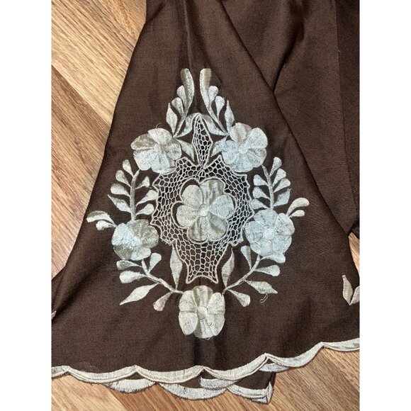 Vintage Caro of Honolulu Embroidered Maxi Dress | Bell Sleeves | Mumu Style | Si - Picture 4 of 7